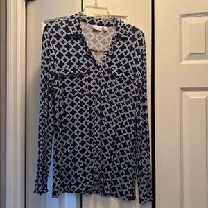 Kim Rogers Blue Patterned Top